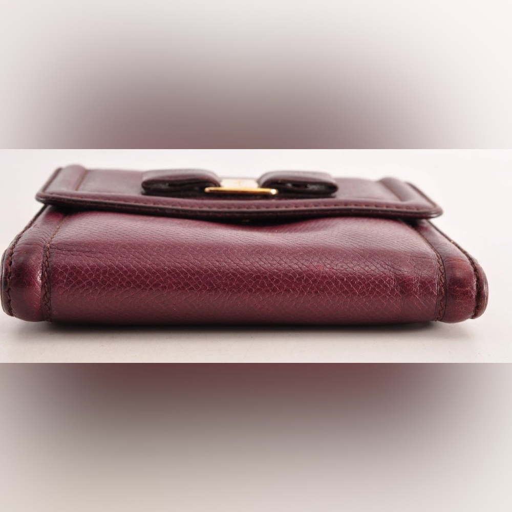 Salvatore Ferragamo Vara Ribbon Bi-Fold Wallet Leather Wine Red Auth EUC - Picture 6 of 16